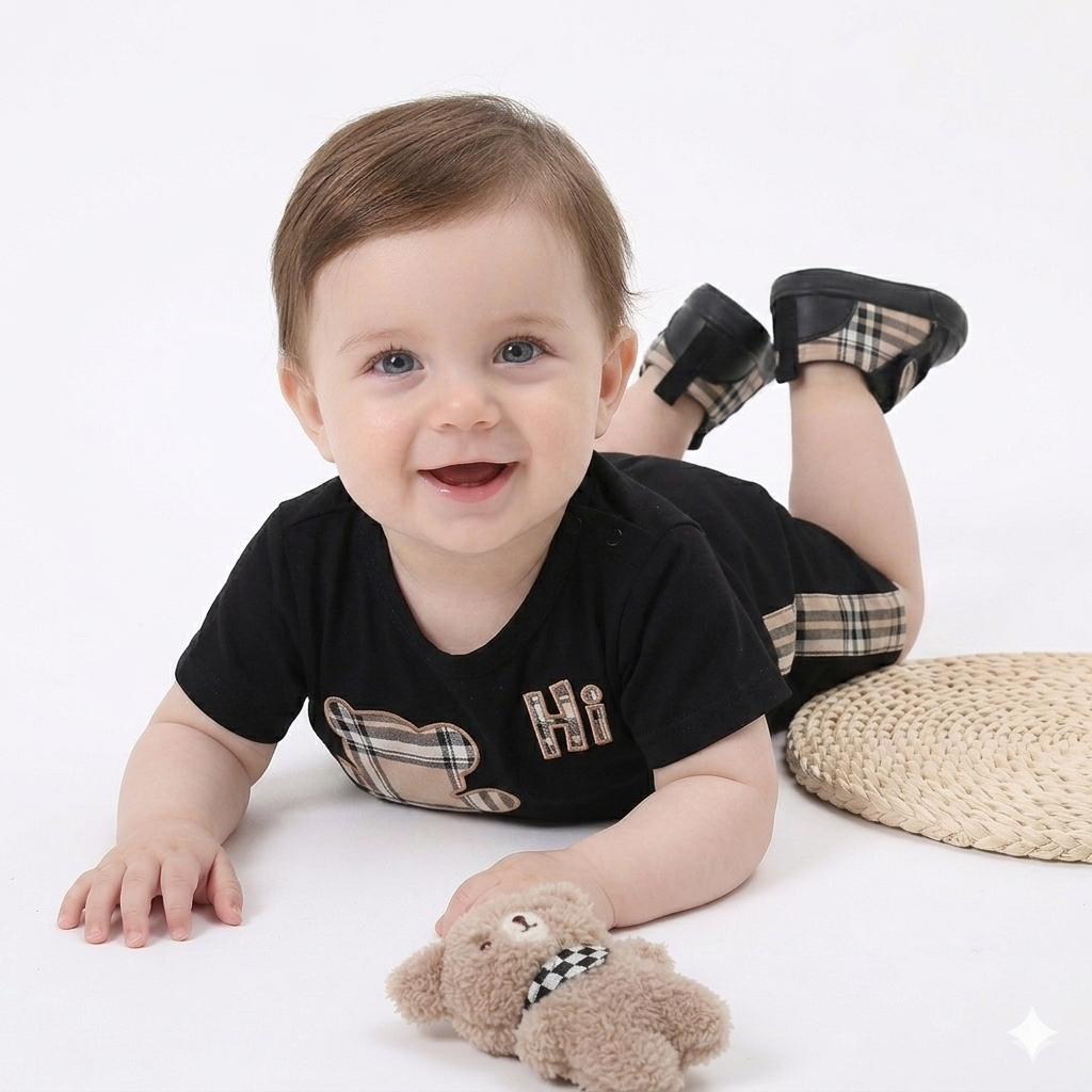 Conjunto Teddy Plaid NEGRO